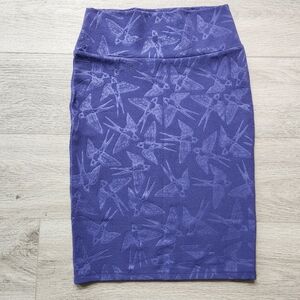 LuLaRoe Blue Skirt Womens Xs Bird Animal Print Pencil Business Casual